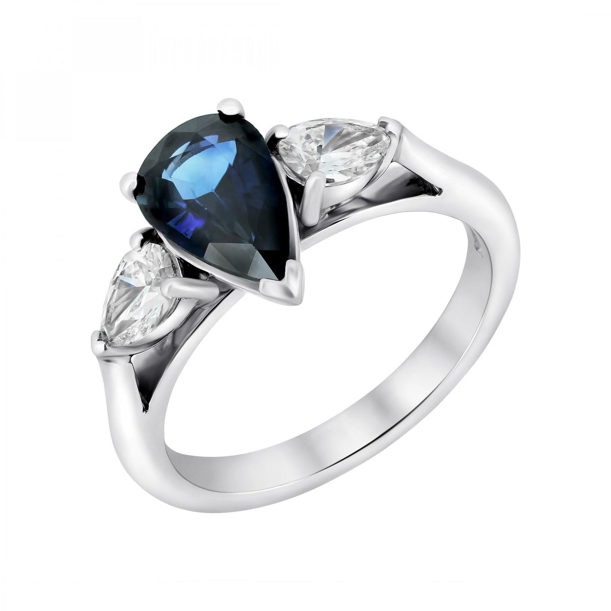 Platinum 2.14ct sapphire & 0.62ct diamond 3 stone ring