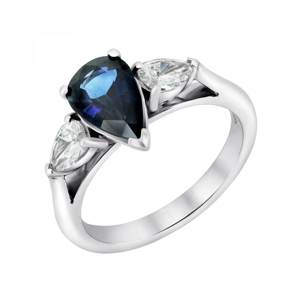 Platinum 2.14ct sapphire & 0.62ct diamond 3 stone ring