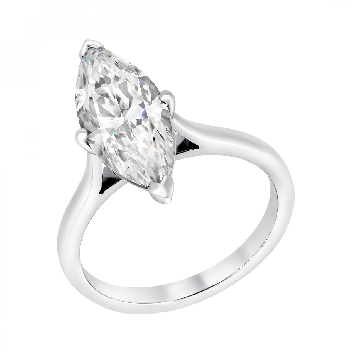 Platinum 2.97ct G SI2 IGI marquise diamond solitaire ring