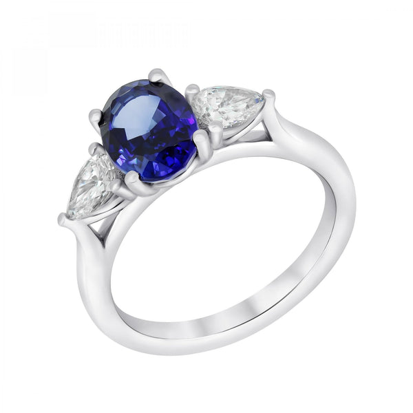 Platinum 2.23ct sapphire & 0.58ct diamond ring
