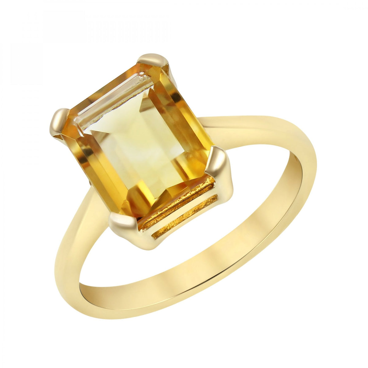 9ct yellow gold 10mm x 8mm emerald cut citrine ring