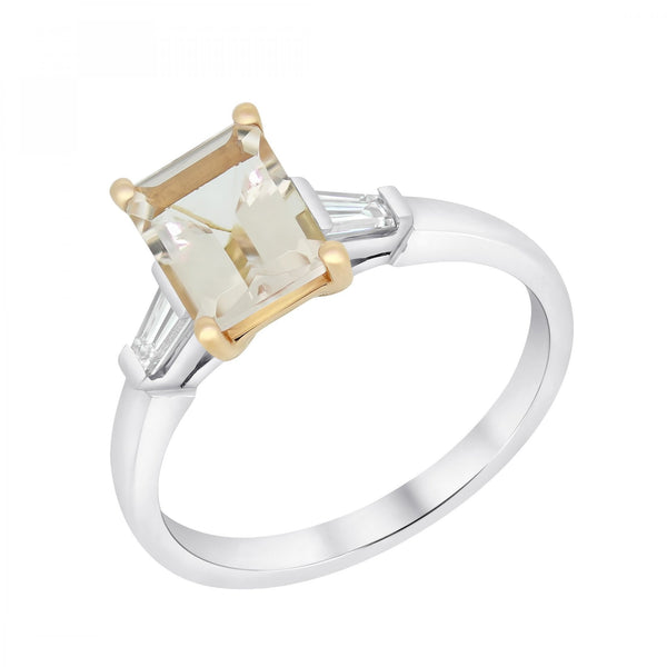 Platinum 1.32ct morganite & 0.25ct diamond 3 stone ring