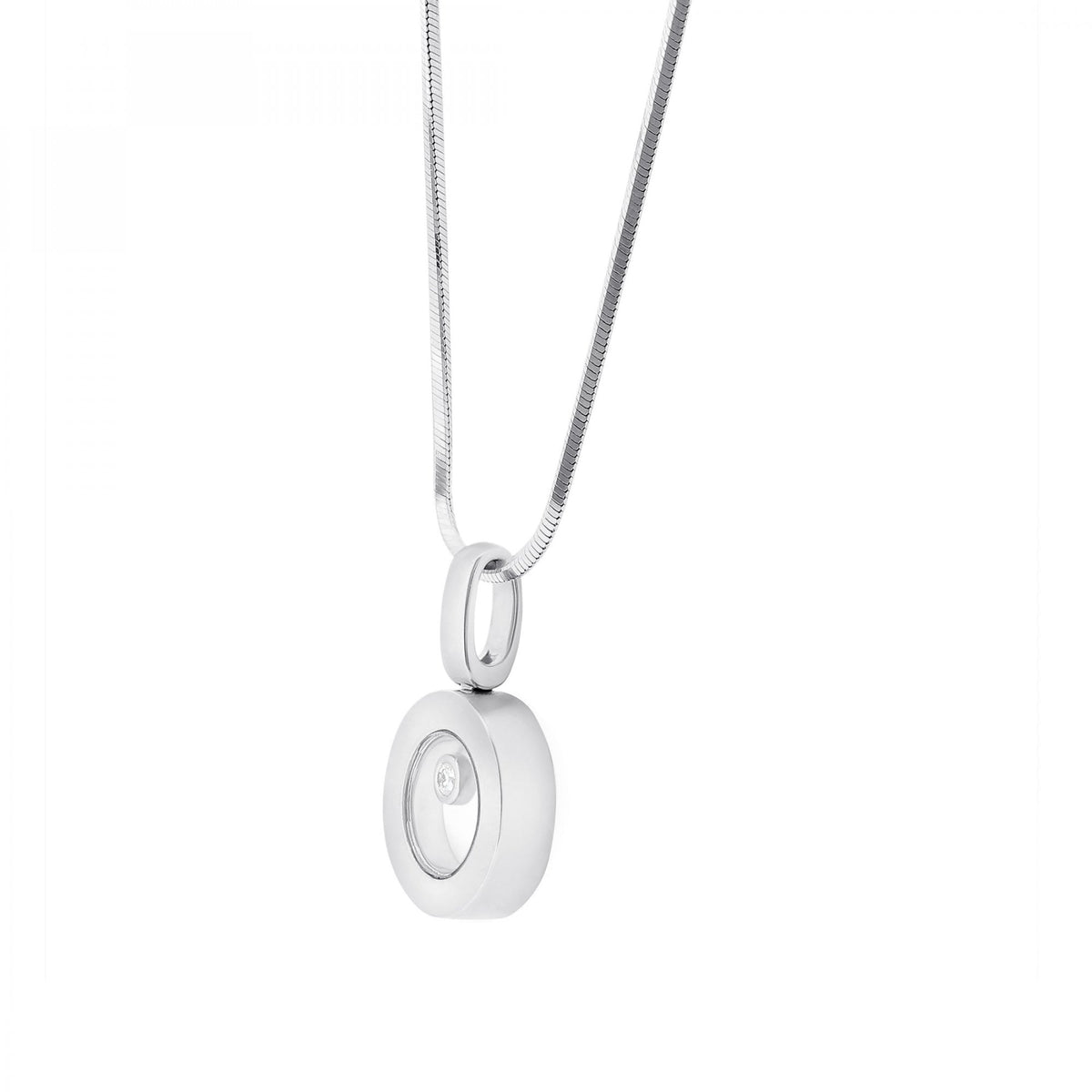 18ct white gold 0.03ct floating diamond pendant