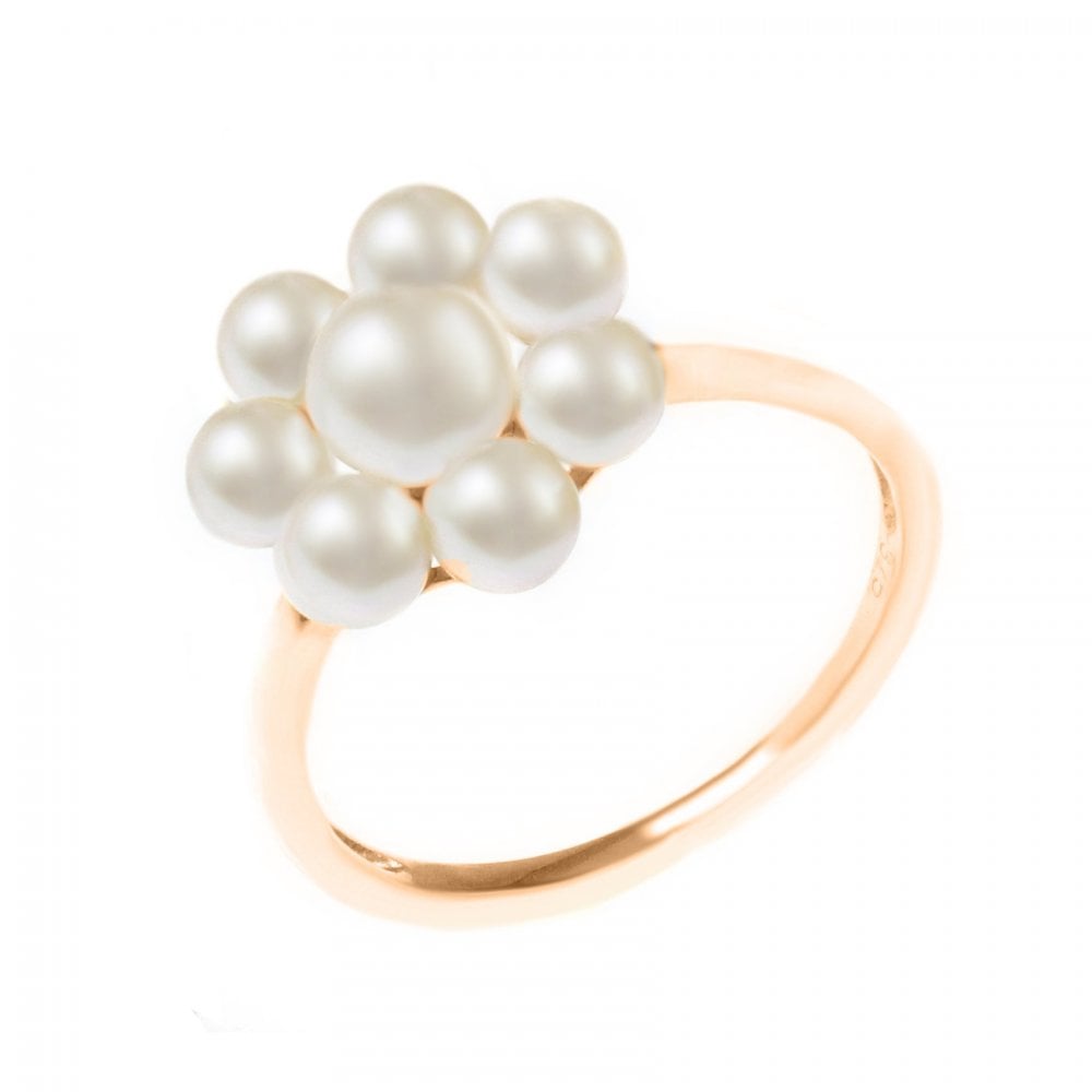 9ct rose gold 4x4mm & 5x5mm Akoya pearl cluster ring