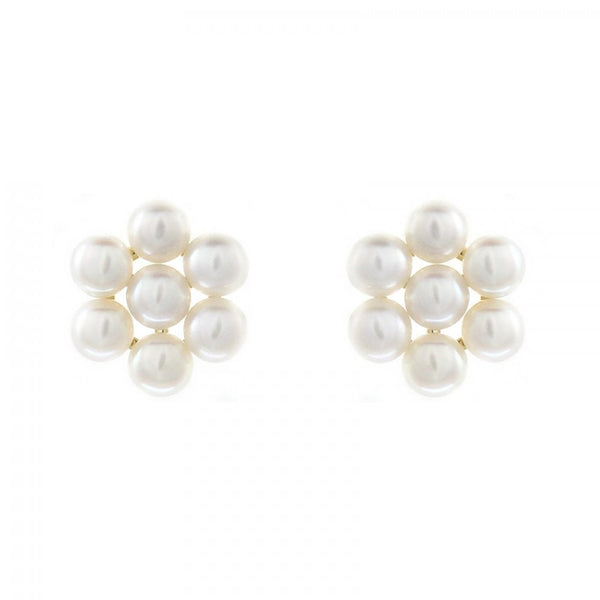 9ct white gold 3x3mm pearl cluster earrings