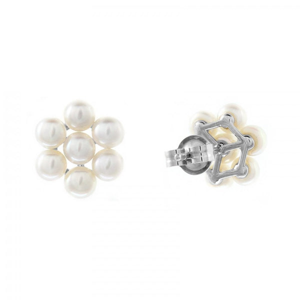 9ct white gold 3x3mm pearl cluster earrings