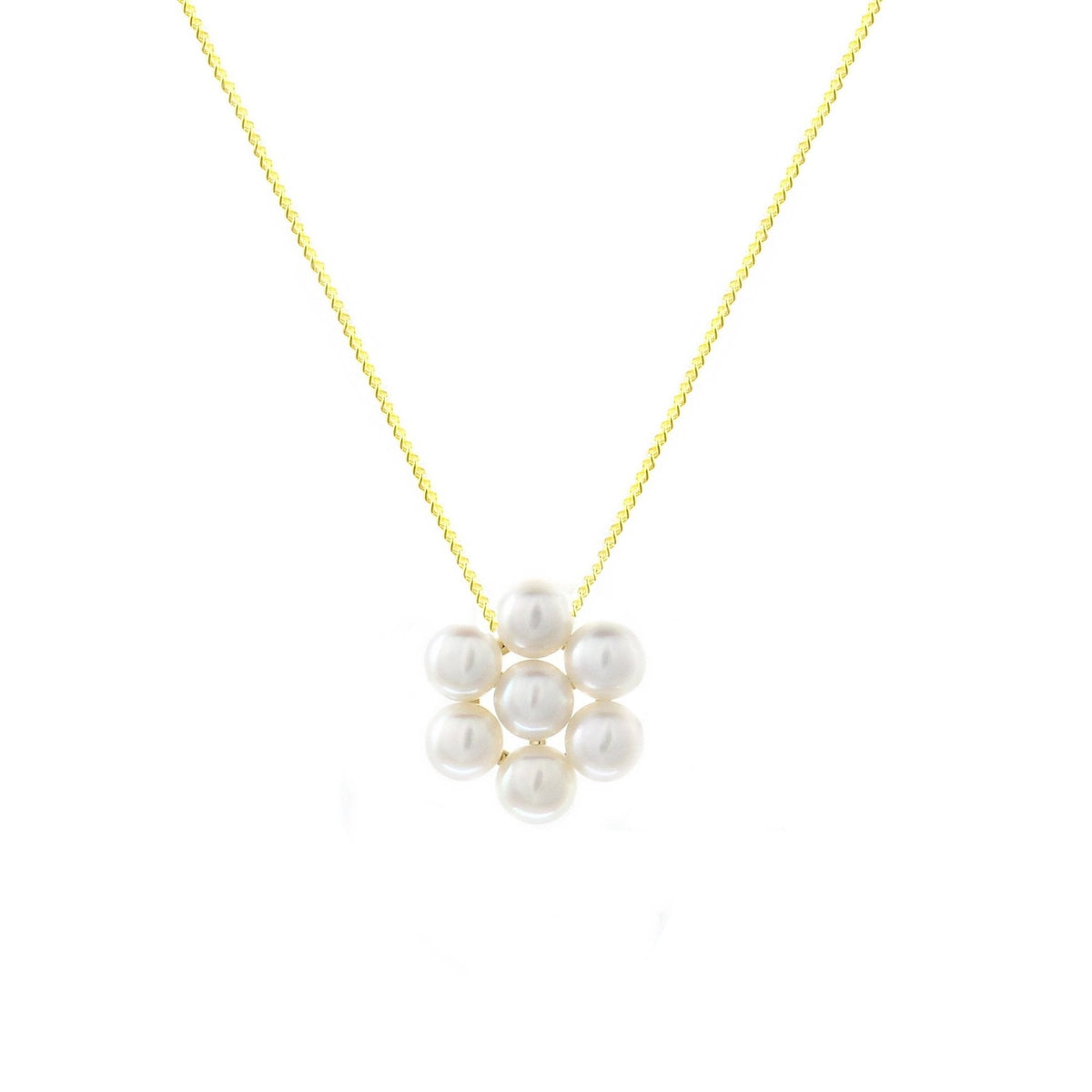 9ct yellow gold 3x3mm pearl cluster pendant
