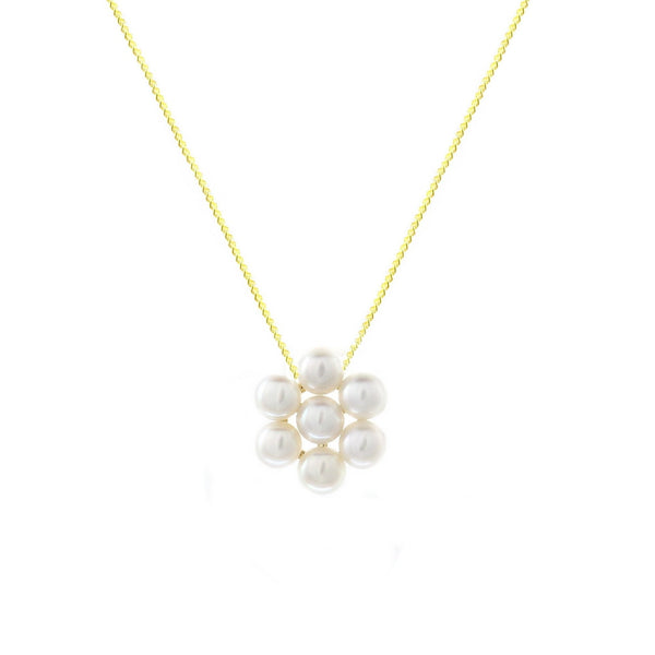 9ct yellow gold 3x3mm pearl cluster pendant