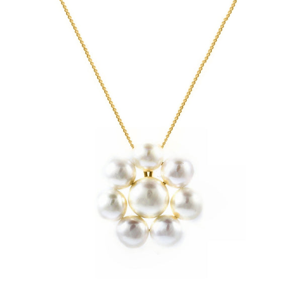 9ct yellow gold 5x5mm & 6x6mm pearl cluster pendant