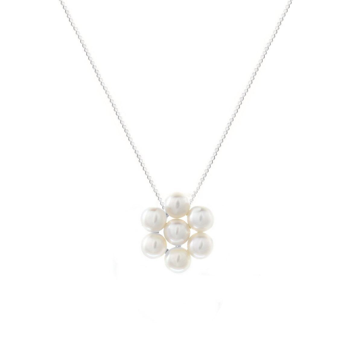 9ct white gold 3x3mm pearl cluster pendant