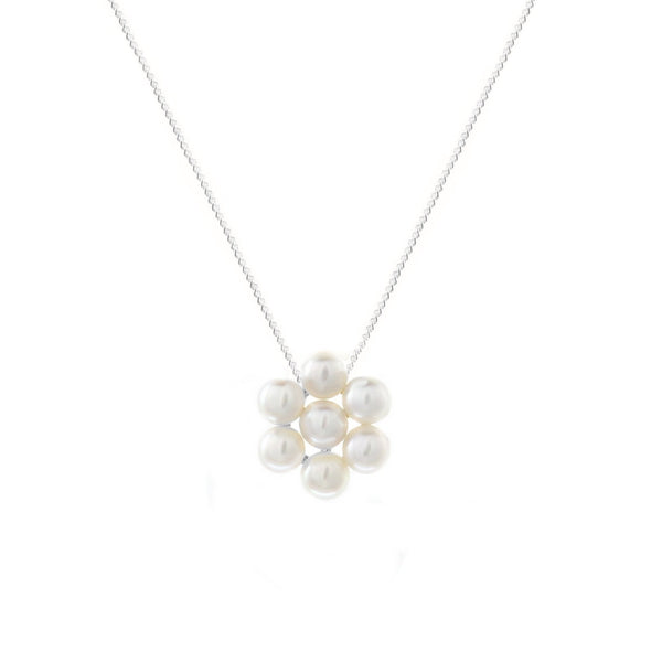 9ct white gold 3x3mm pearl cluster pendant