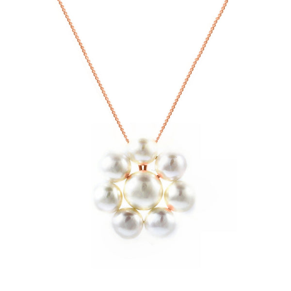 9ct rose gold 5x5mm & 6x6mm pearl cluster pendant