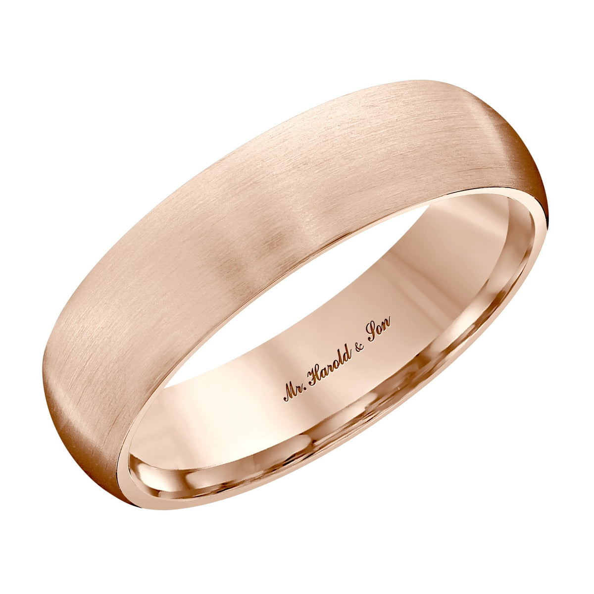 18ct rose gold 6.0mm satin heavy weight court wedding ring