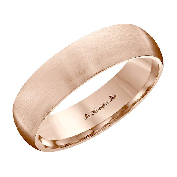 18ct rose gold 6.0mm satin heavy weight court wedding ring