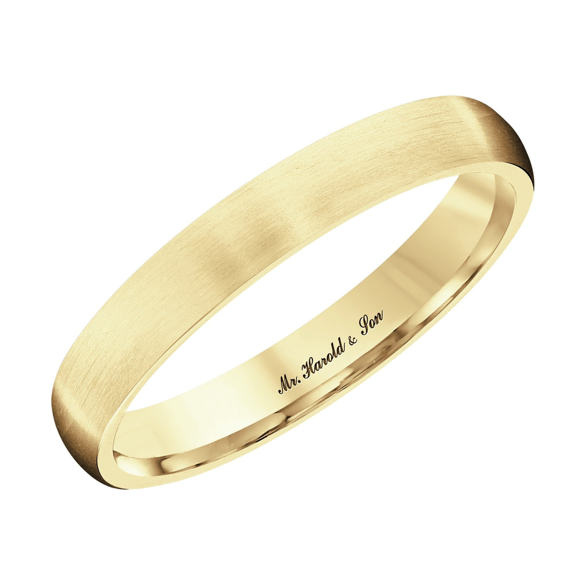 18ct yellow gold 3.0mm satin heavy weight court wedding ring