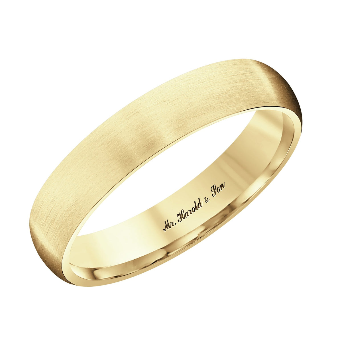 18ct yellow gold 4.0mm satin heavy weight court wedding ring