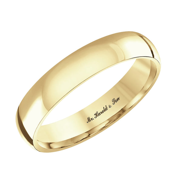 18ct yellow gold 4.0mm heavy weight court wedding ring