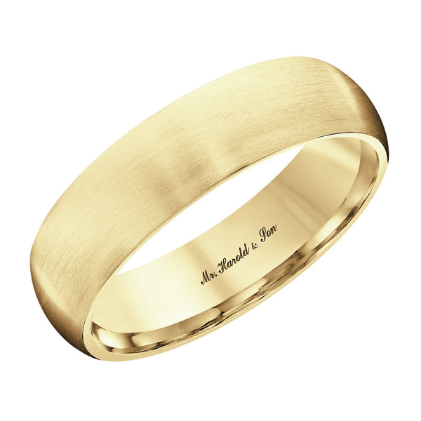 18ct yellow gold 6.0mm satin heavy weight court wedding ring