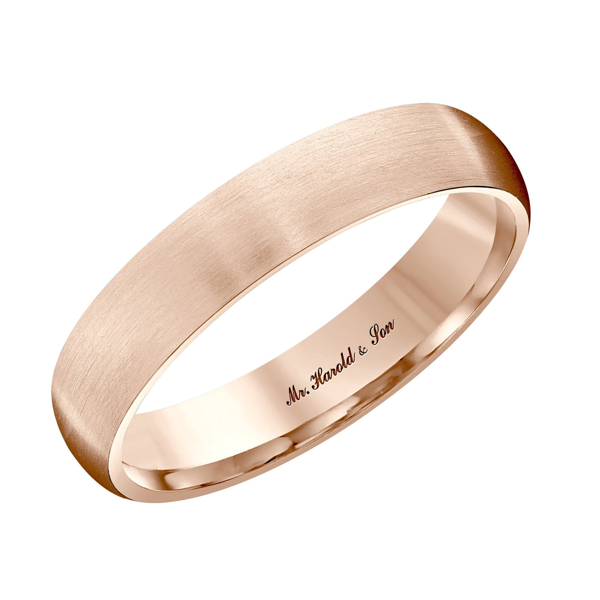 18ct rose gold 4.0mm satin heavy weight court wedding ring
