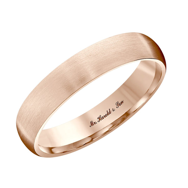 18ct rose gold 4.0mm satin heavy weight court wedding ring