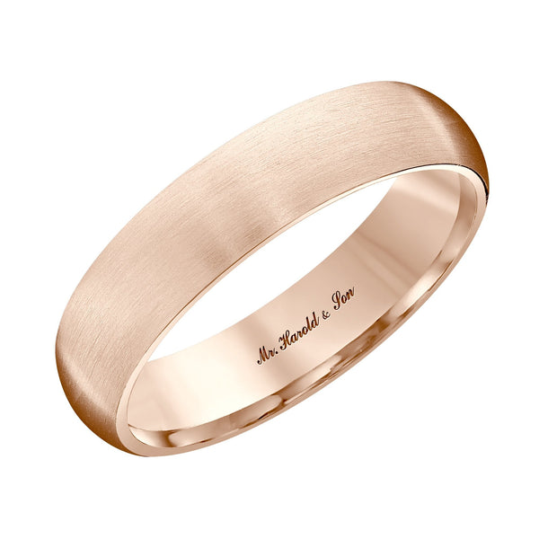 18ct rose gold 5.0mm satin heavy weight court wedding ring