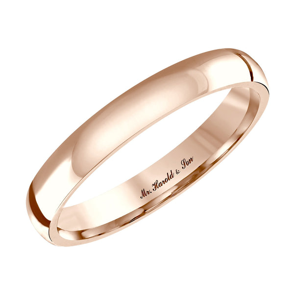 18ct rose gold 3.0mm heavy weight court wedding ring
