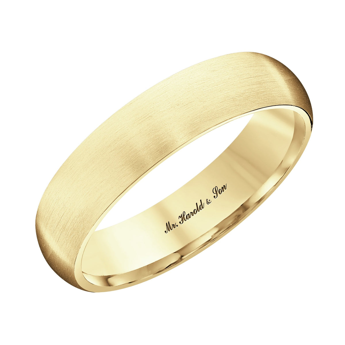 18ct yellow gold 5.0mm satin heavy weight court wedding ring