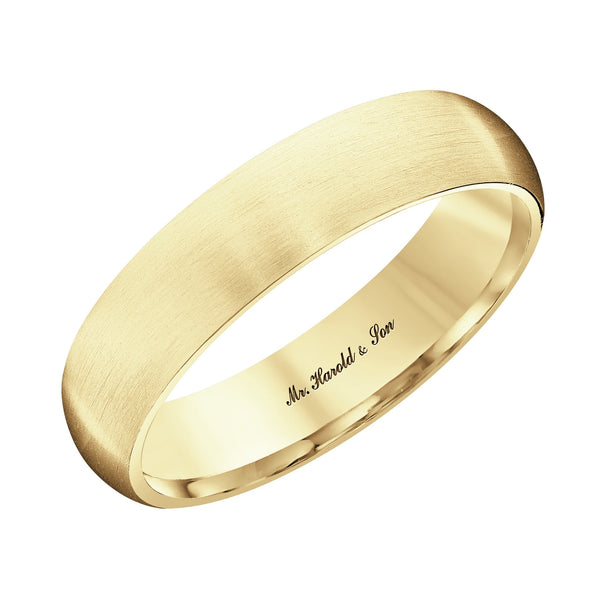 18ct yellow gold 5.0mm satin heavy weight court wedding ring