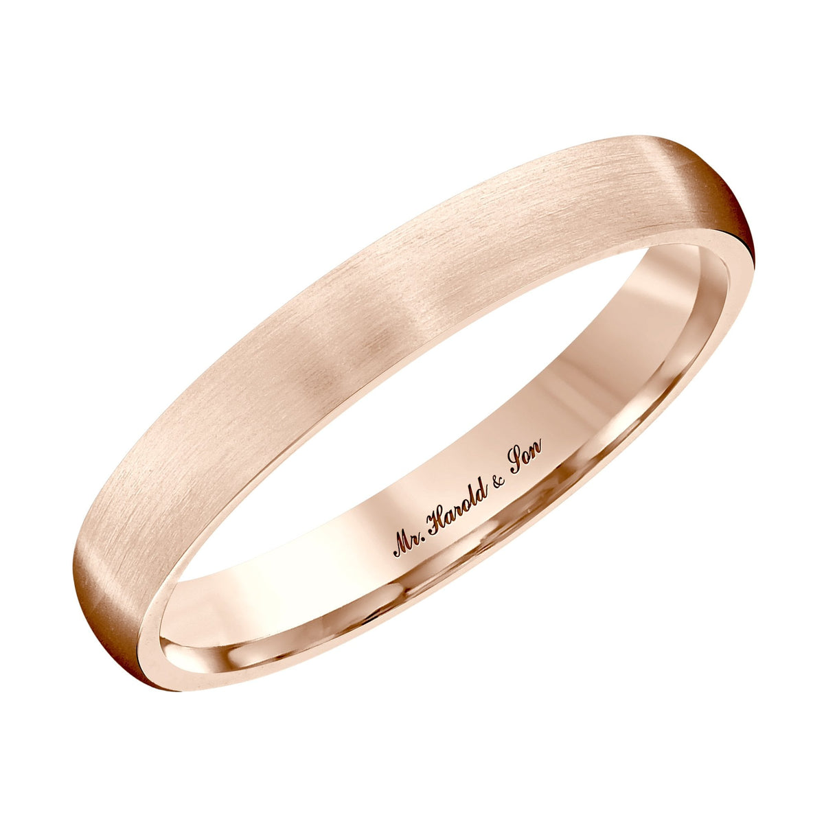 18ct rose gold 3.0mm satin heavy weight court wedding ring
