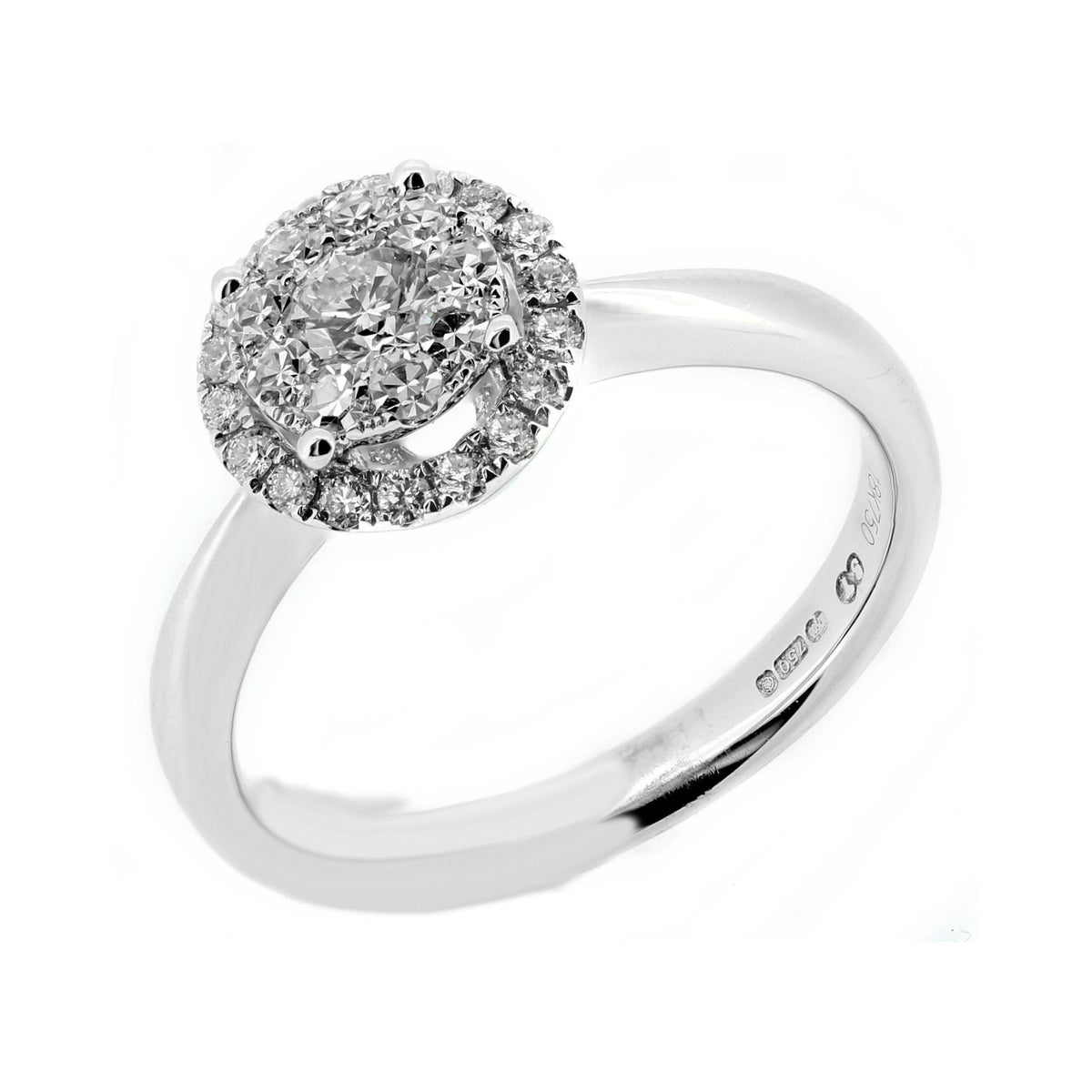 18ct white gold 0.57ct round brilliant diamond cluster ring
