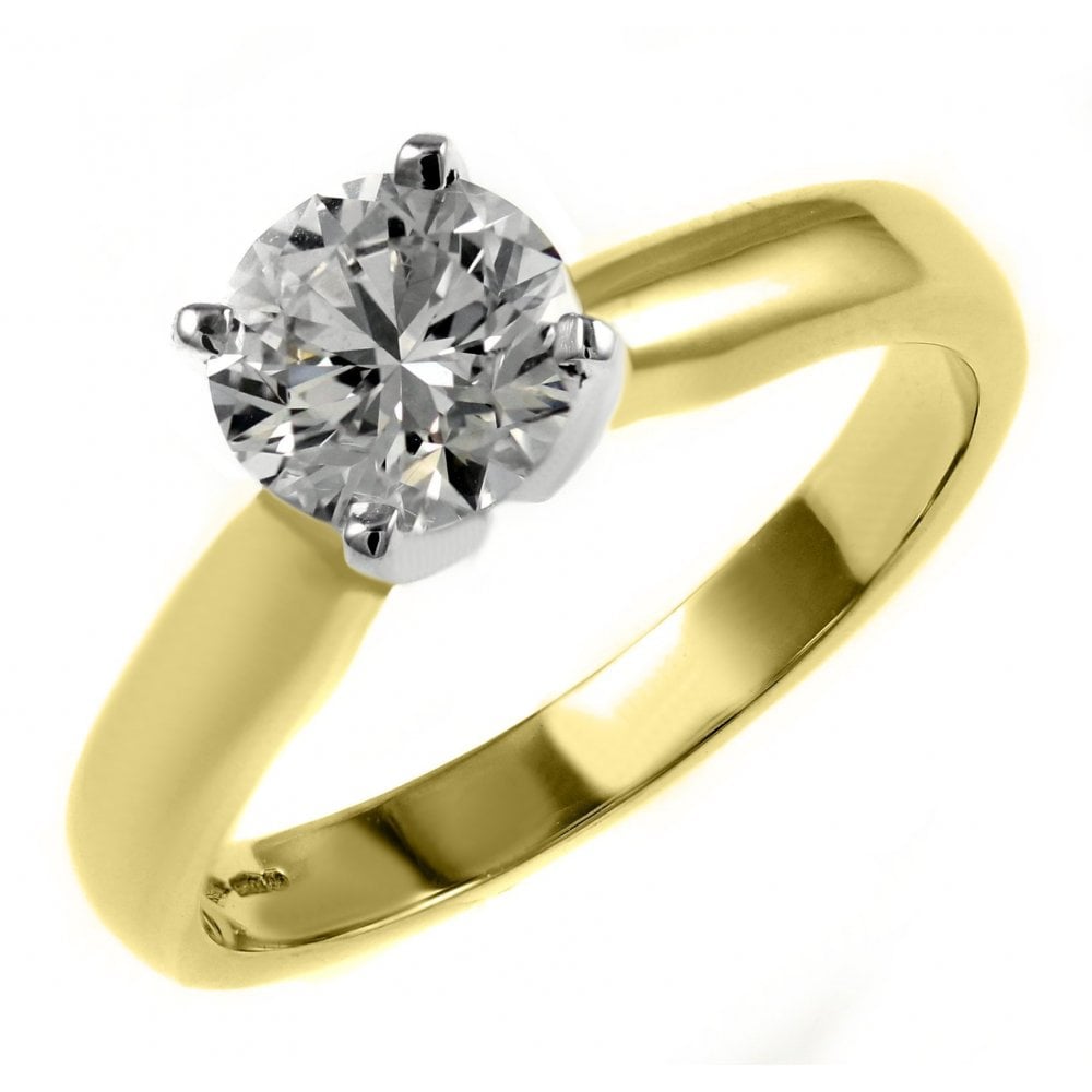 Preowned 18ct yellow gold 0.71ct F SI1 EGL round diamond ring