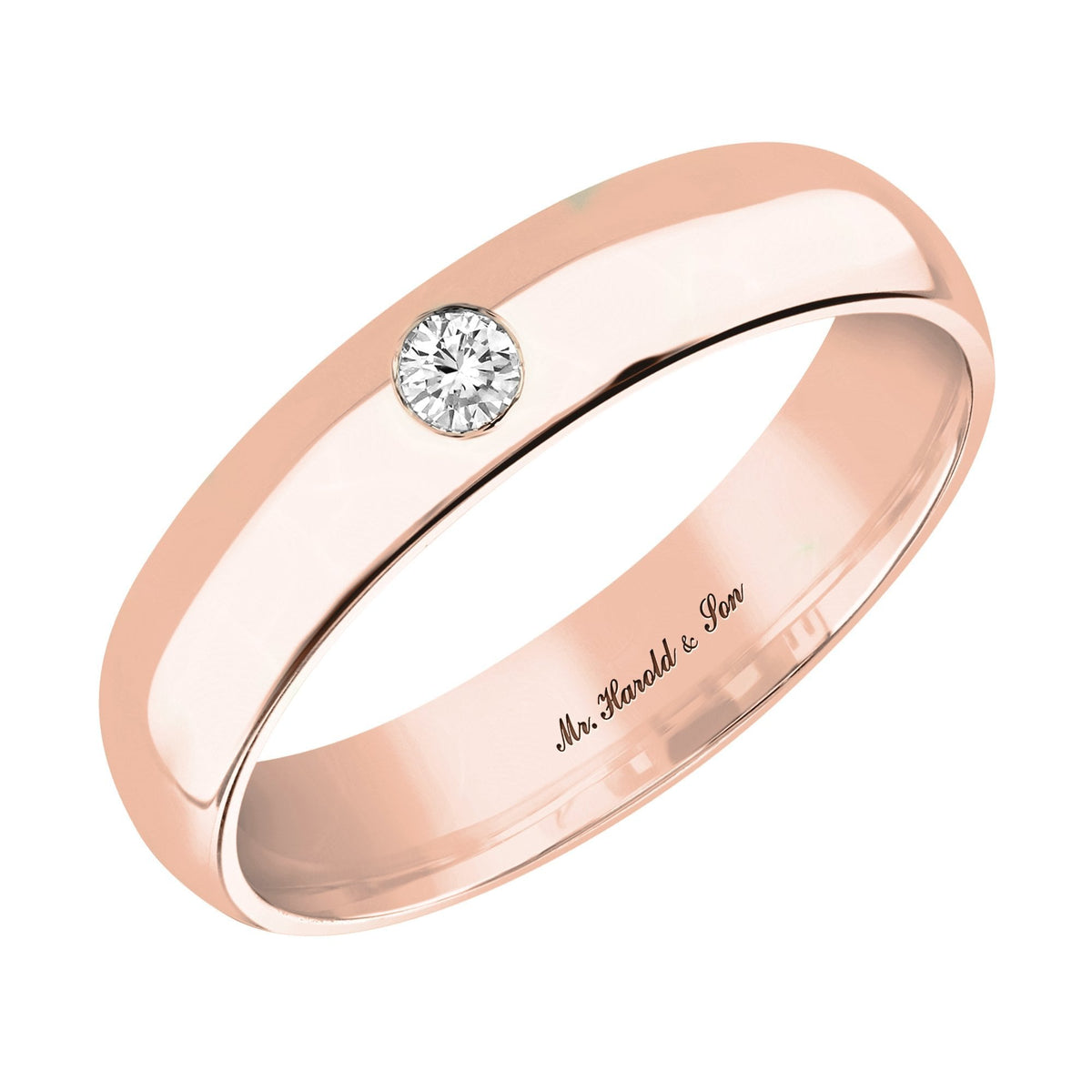 18ct rose gold 5.0mm 0.05ct diamond heavy weight court ring