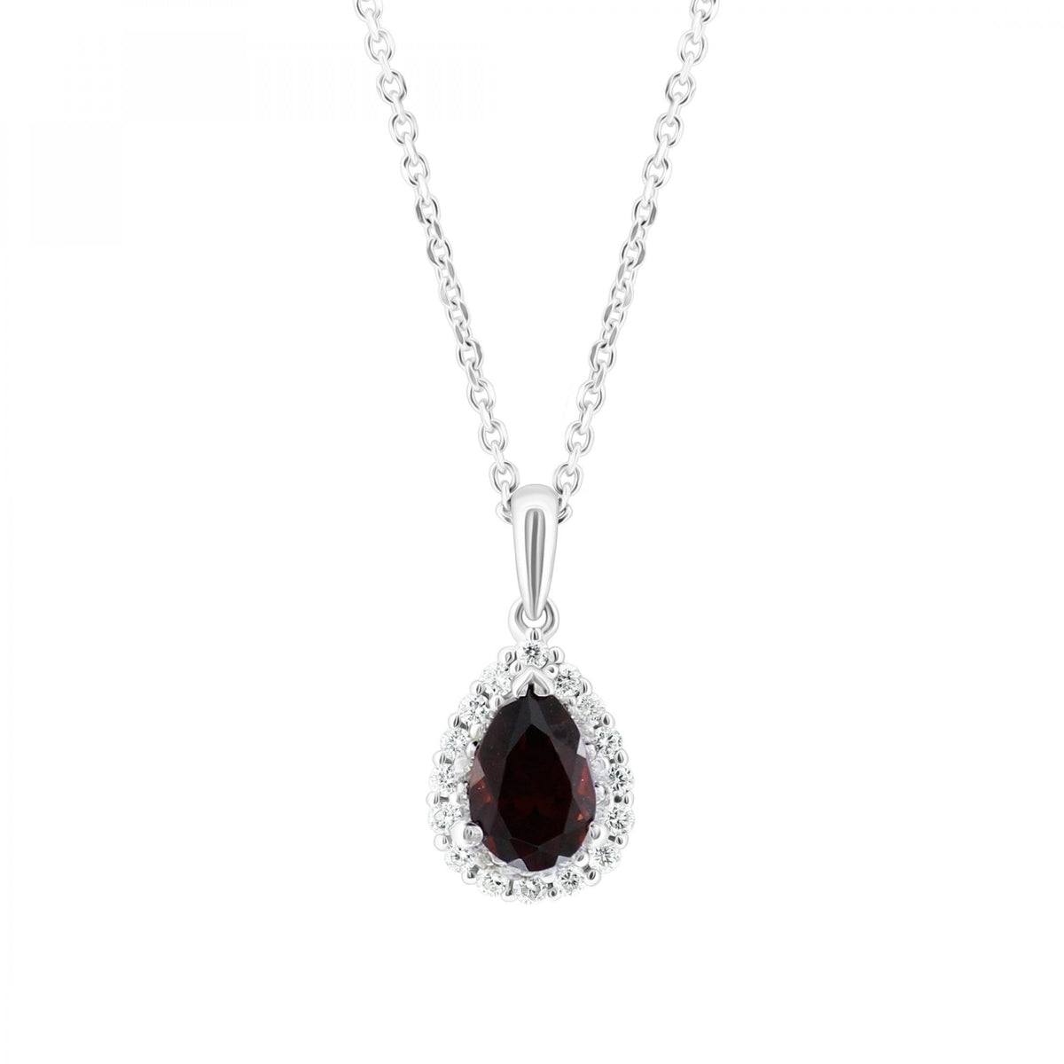 Platinum 0.83ct garnet & 0.14ct diamond cluster pendant