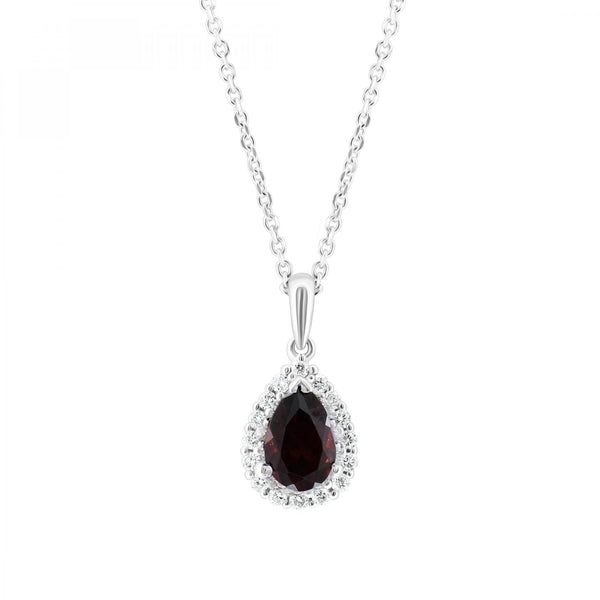 Platinum 0.83ct garnet & 0.14ct diamond cluster pendant