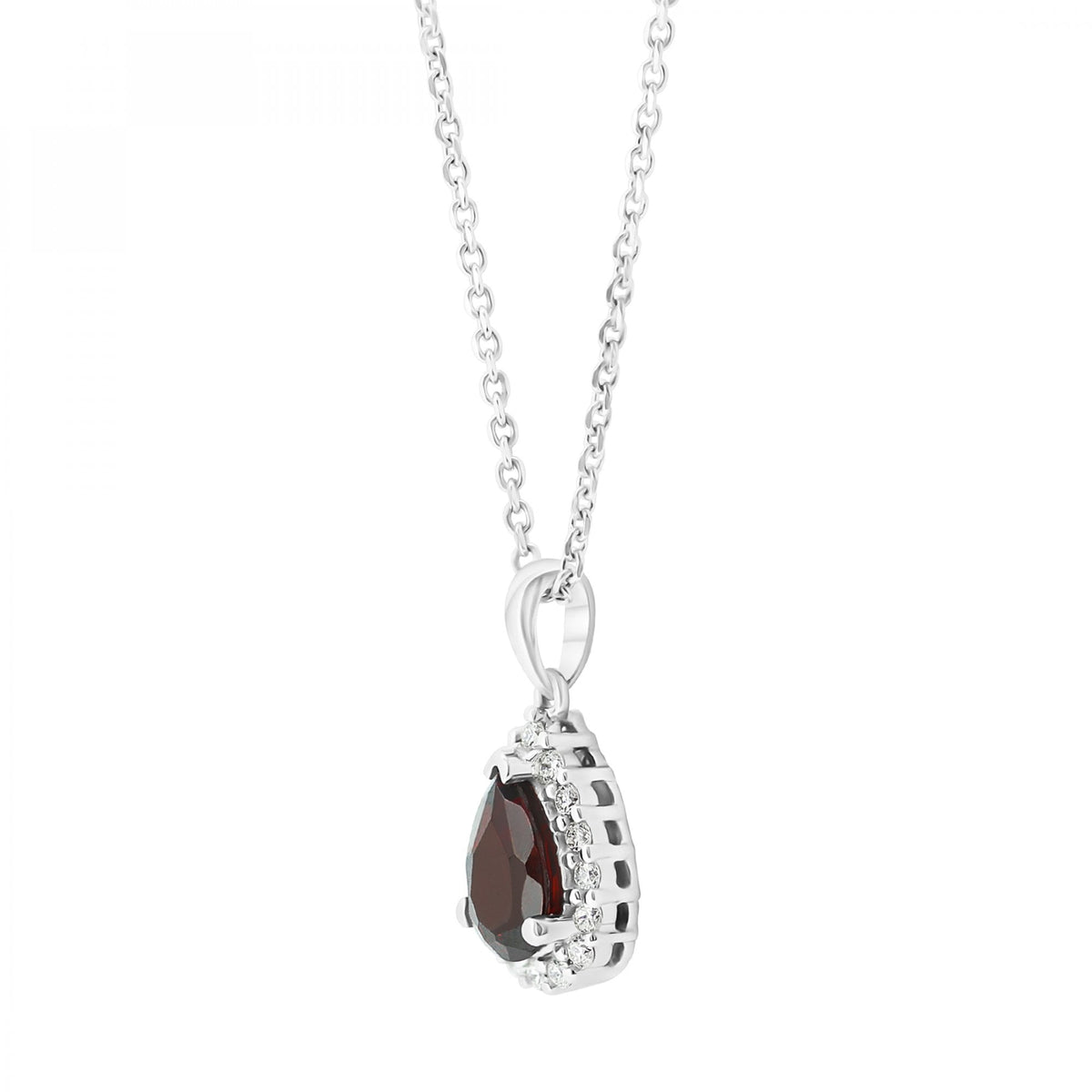 Platinum 0.83ct garnet & 0.14ct diamond cluster pendant