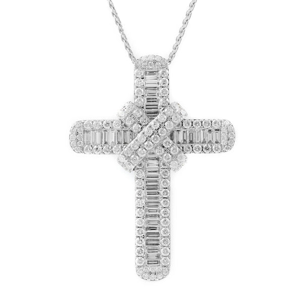 18ct white gold 6.23ct diamond cross pendant