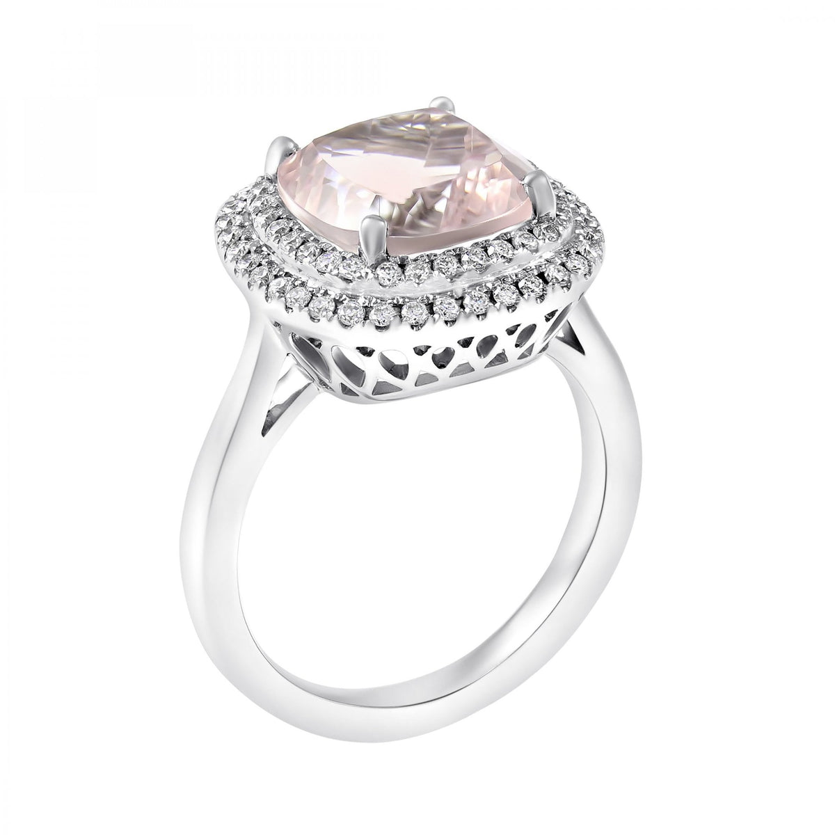 18ct white gold 5.04ct kunzite & 0.40ct diamond ring