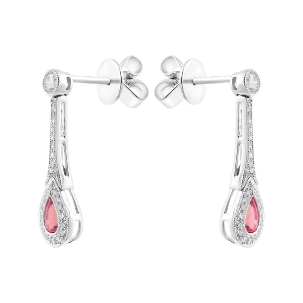 18ct white gold 0.95ct pink sapphire & 0.45ct diamond earrings