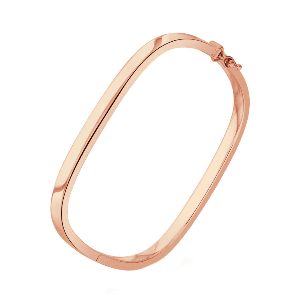 9ct rose gold 4.50mm thick solid square solid bangle