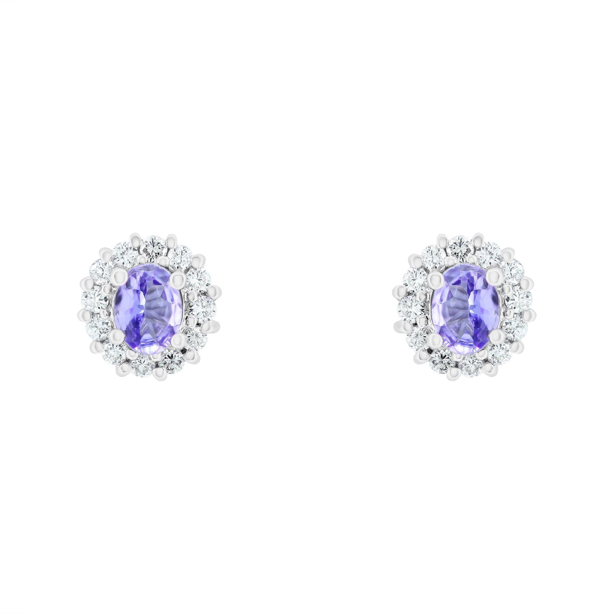 Platinum 0.67ct tanzanite & 0.31ct diamond cluster earrings