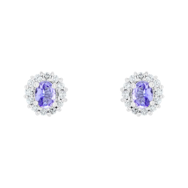 Platinum 0.67ct tanzanite & 0.31ct diamond cluster earrings