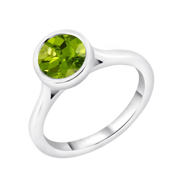 Platinum 1.32ct round peridot ring
