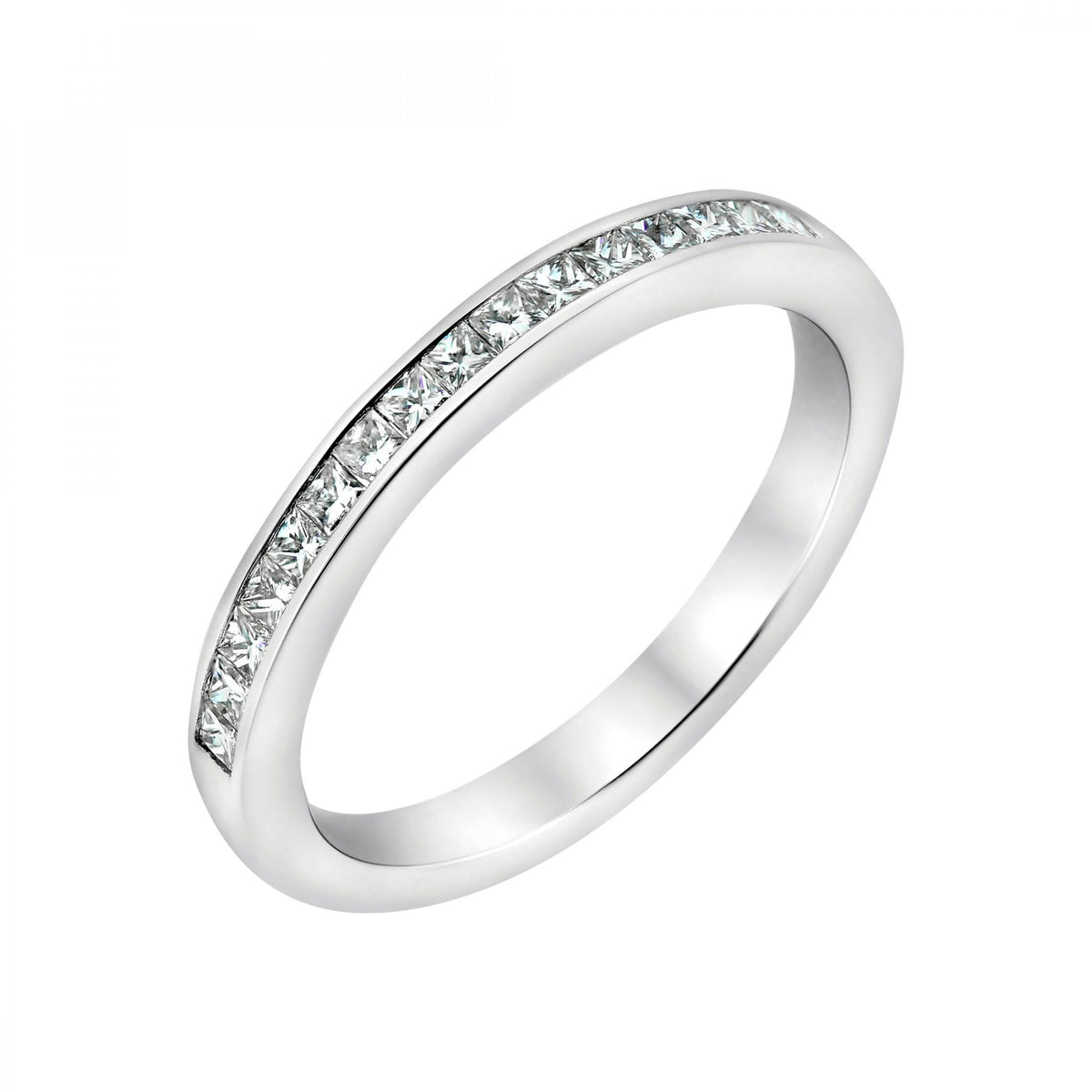 Platinum 0.40ct princess cut half eternity diamond ring