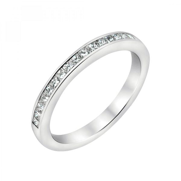 Platinum 0.40ct princess cut half eternity diamond ring