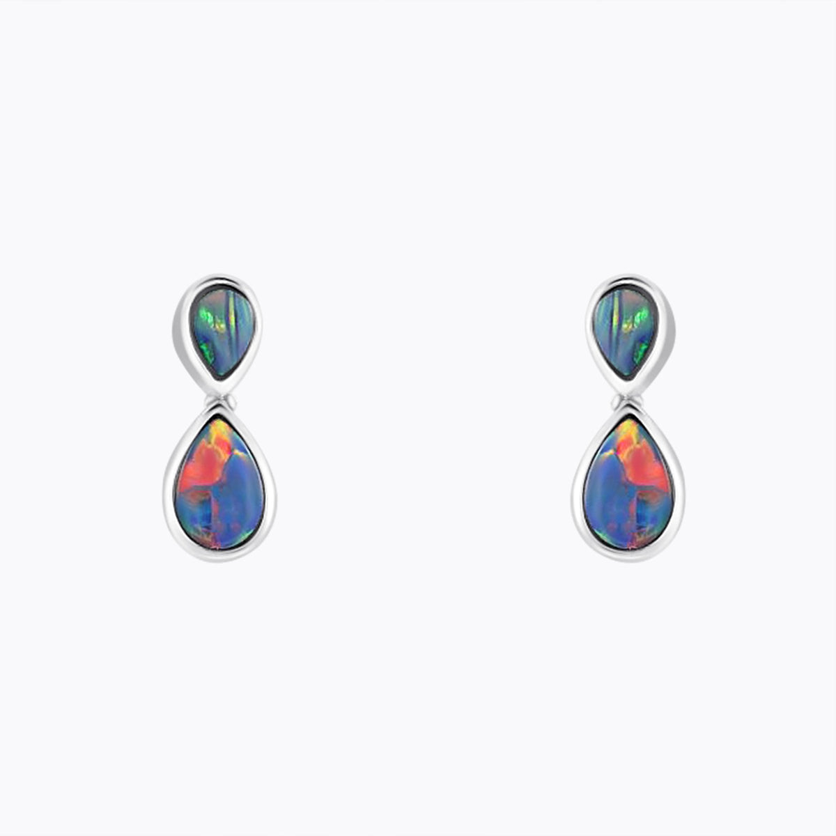 14ct white gold 1.95ct opal doublet drop earrings