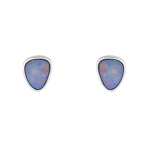 14ct white gold 4.04ct opal doublet stud earrings