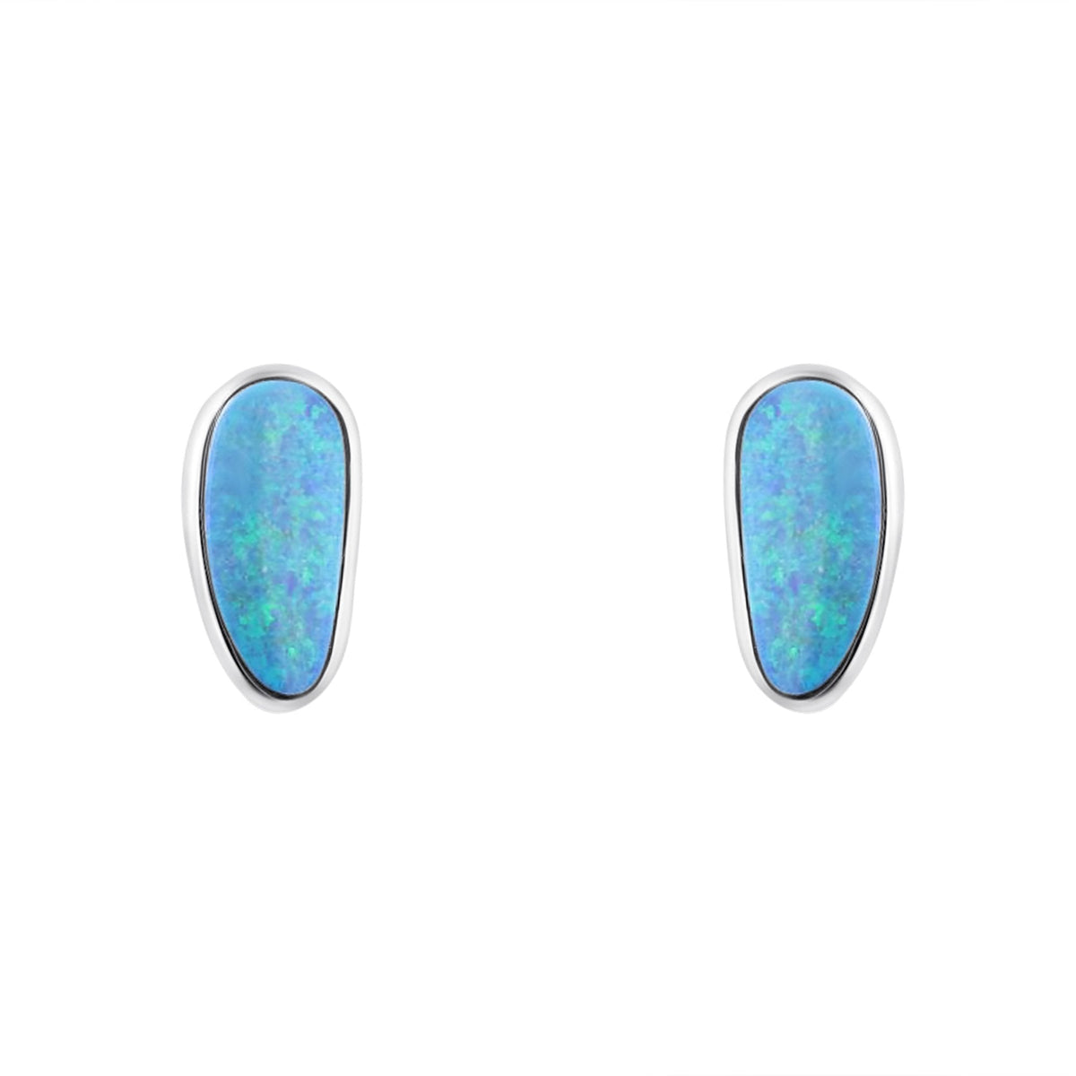 18ct white gold 20mm x 9mm Australian opal doublet stud earrings