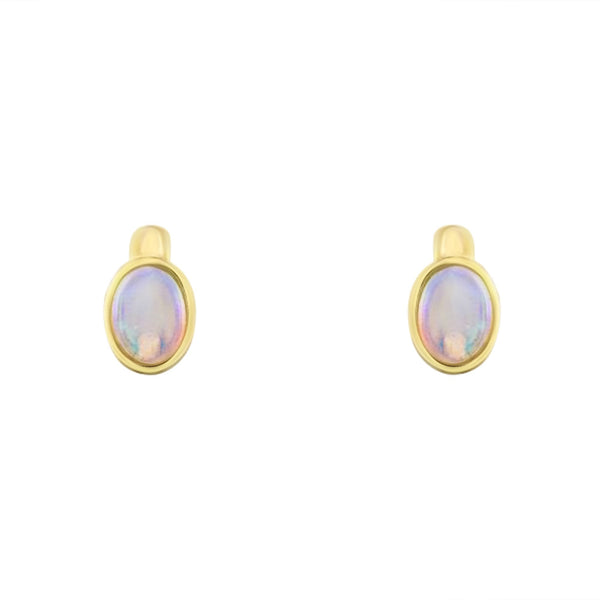 14ct yellow gold 0.83ct natural opal stud earrings