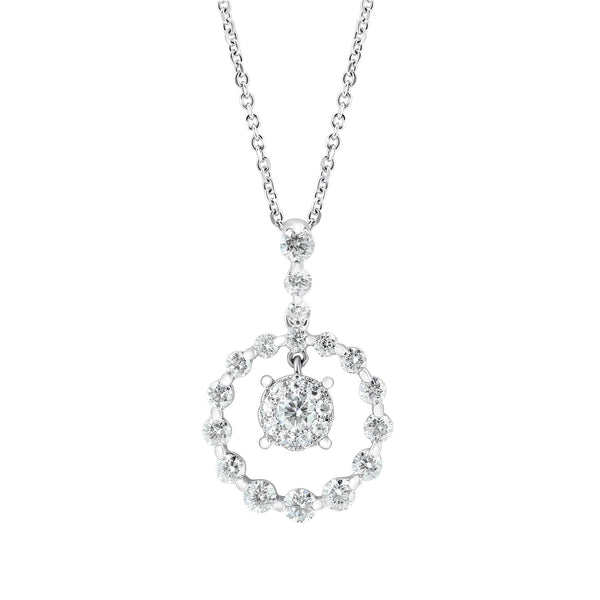 18ct white gold 0.72ct invisible set halo design drop pendant