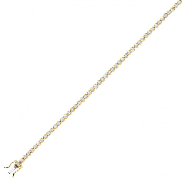 18ct yellow gold 4.00ct round brilliant diamond tennis bracelet